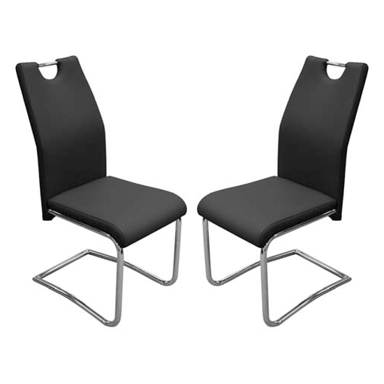 Capella Black Faux Leather Dining Chair In Pair