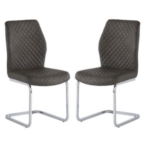 Caprika Taupe PU Leather Dining Chair In A Pair