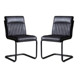 Catila Grey Faux Leather Dining Chairs In Pair