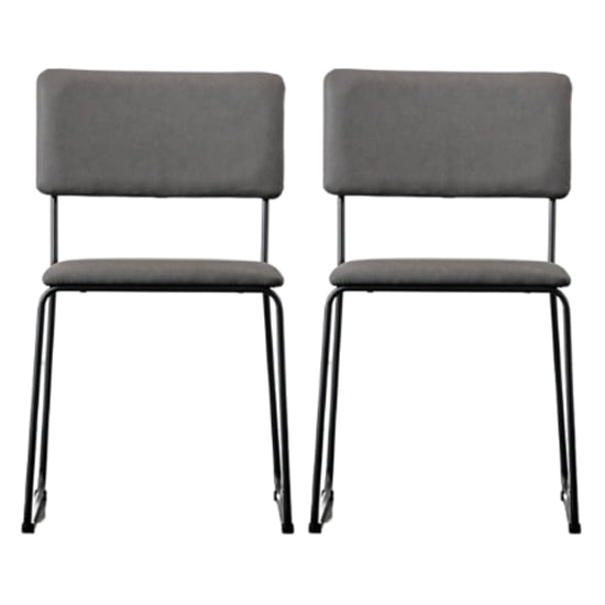 Chalk Dark Grey Faux Leather Dining Chairs In A Pair