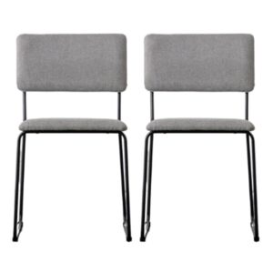 Chalk Light Grey Fabric Dining Chairs In A Pair