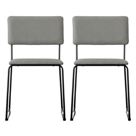 Chalk Light Grey Faux Leather Dining Chairs In A Pair