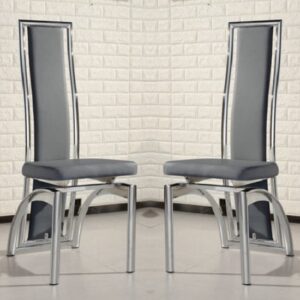 Chicago Grey Faux Leather Dining Chairs In Pair