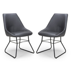 Cooper Grey Faux Leather Dining Chair In A Pair