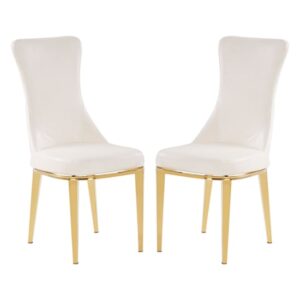 Denebola White PU Leather Dining Chair In A Pair