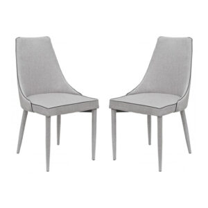 Divina Grey Fabric Upholstered Dining Chairs In Pair