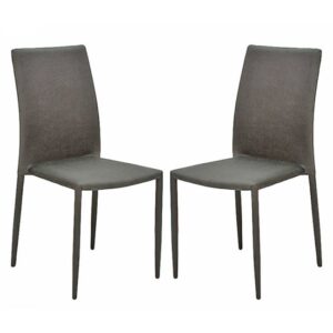 Enzi Dark Grey Fabric Dining Chairs In Pair