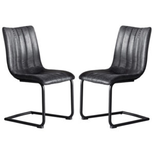 Edenton Grey Faux Leather Dining Chairs In A Pair