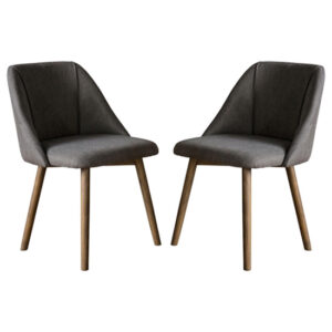 Elliata Slate Grey Fabric Dining Chairs In A Pair