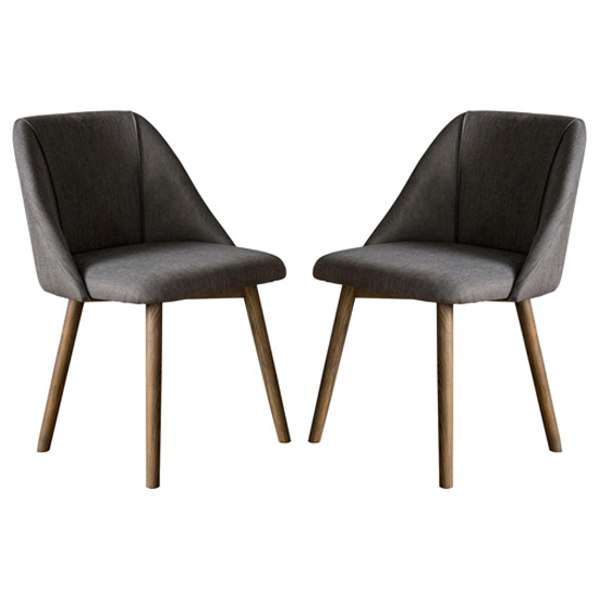 Elliot Slate Grey Fabric Dining Chairs In Pair