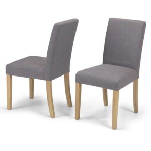 Exotic Grey Fabric Dining Chairs In A Pair With Natural Legs