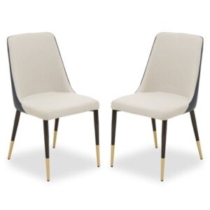 Glidden White And Blue Leather Dining Chairs In Pair