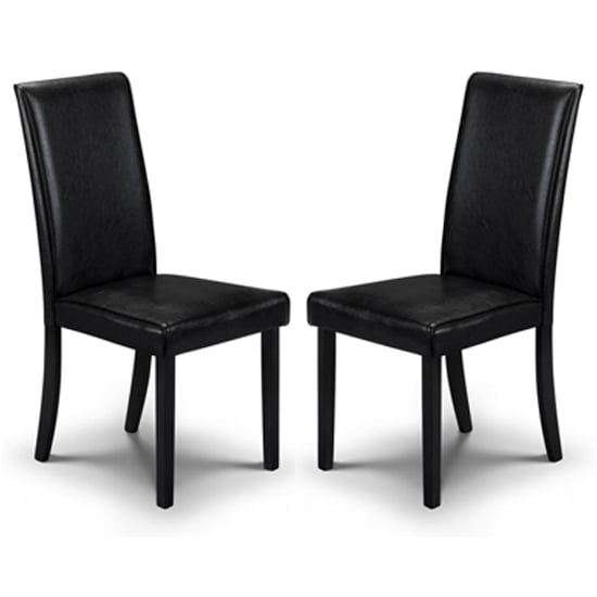 Haneul Black Faux Leather Dining Chair In Pair