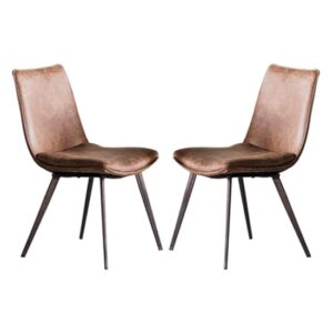 Honks Brown Faux Leather Dining Chairs In A Pair
