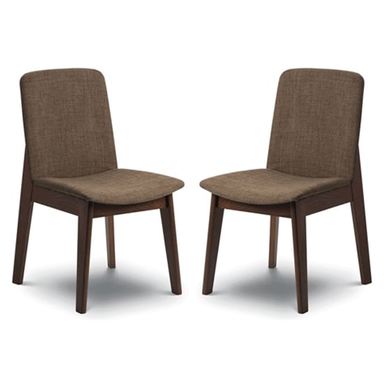 Kaiha Walnut Fabric Dining Chair In Pair