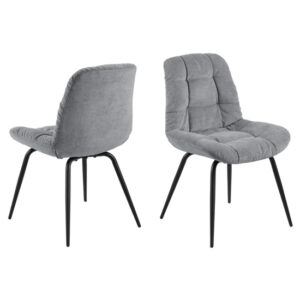 Katya Grey Fabric Dining Chairs In Pair