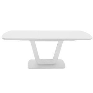 Lazaro Small Glass Extending Dining Table With White Gloss Base