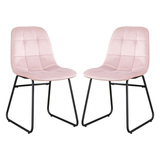 Lyster Baby Pink Velvet Dining Chairs In A Pair
