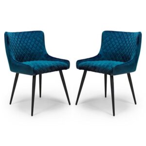 Malmo Blue Velvet Fabric Dining Chair In A Pair