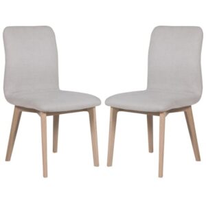 Maral Natural Fabric Dining Chairs With Oak Legs In Pair