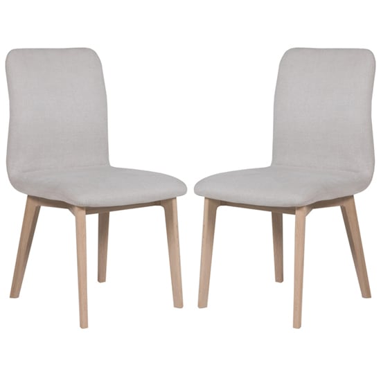 Maral Natural Fabric Dining Chairs With Oak Legs In Pair