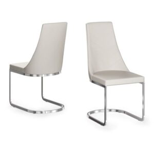 Markyate Faux Leather Dining Chair In Cream In A Pair