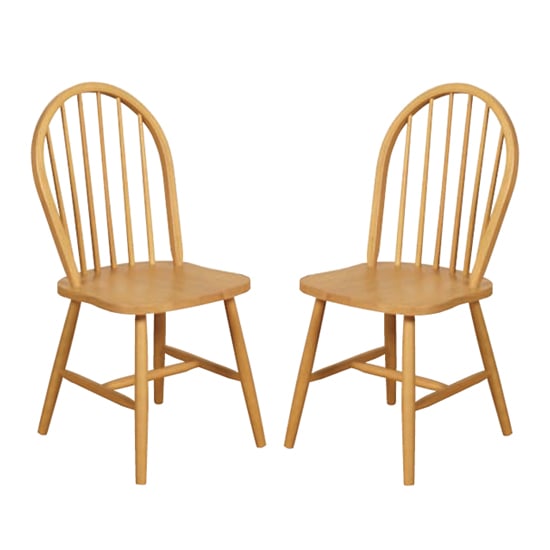 Marsic Light Oak Spindleback Dining Chair In Pair