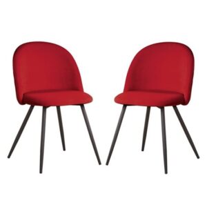 Meran Red Fabric Dining Chairs In A Pair