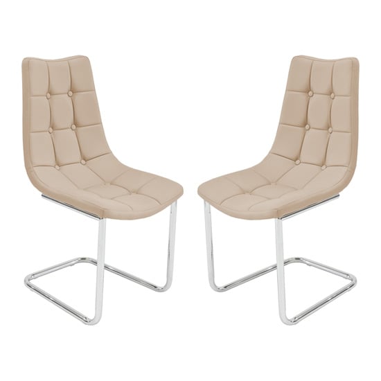 Mintaka Beige Faux Leather Dining Chairs In Pair