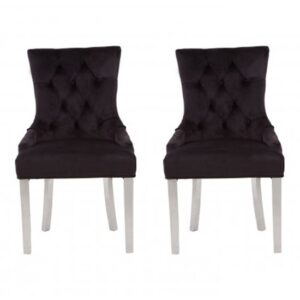 Mintaka Black Velvet Dining Chairs With Sledge Legs In A Pair