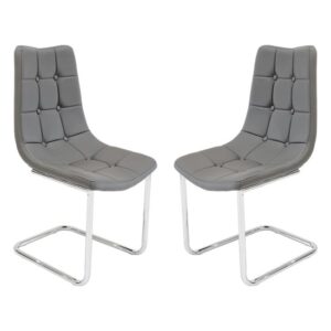 Mintaka Grey Faux Leather Dining Chairs In Pair