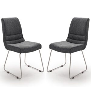 Montera Anthracite Fabric Cantilever Dining Chairs In Pair
