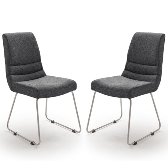 Montera Anthracite Fabric Cantilever Dining Chairs In Pair