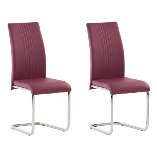 Montila Purple PU Leather Dining Chair In A Pair