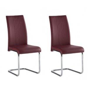 Montila Red PU Leather Dining Chair In A Pair