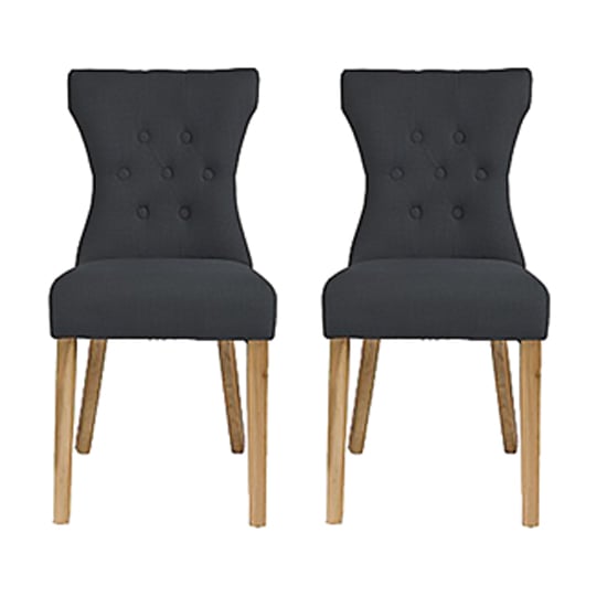 Nefyn Grey Linen Fabric Dining Chairs In Pair