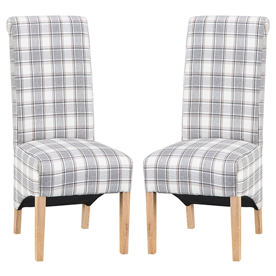Nichols Cappuccino Fabric Scroll Back Dining Chairs In Pair