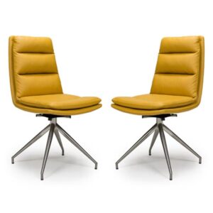 Nobo Ochre Faux Leather Dining Chair With Steel Legs In Pair