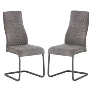 Palmen Light Grey Fabric Dining Chair In A Pair