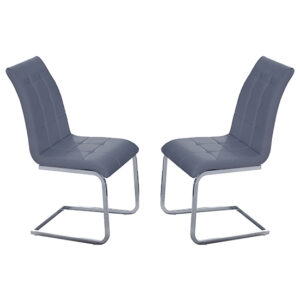 Paris Grey Faux Leather Dining Chairs In Pair
