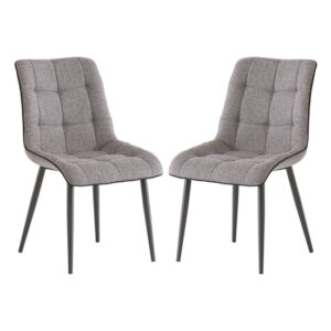 Paley Grey Fabric Upholstered Dining Chairs In Pair