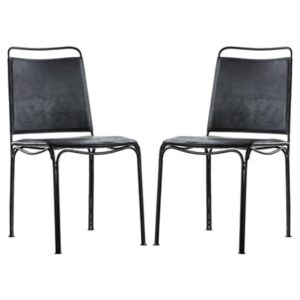 Perham Black Leather Dining Chairs In A Pair