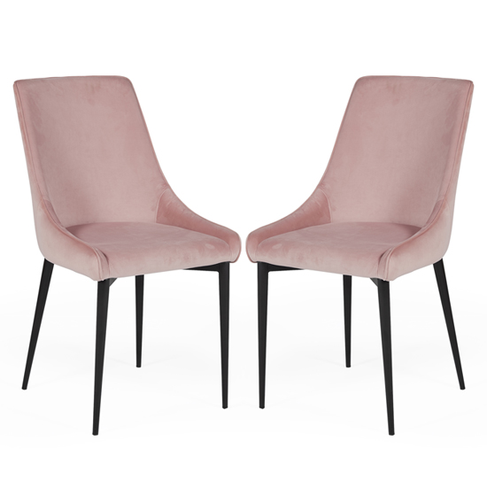 Plympton Blush Velvet Dining Chairs In Pair