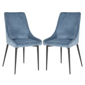 Payton Teal Velvet Dining Chairs With Metal Legs In Pair