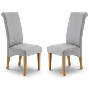 Ramos Shale Grey Linen Fabric Dining Chair In Pair