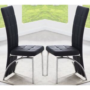 Ravenna Black Faux Leather Dining Chairs In Pair