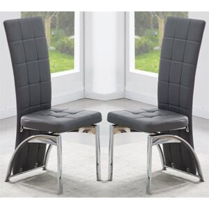 Ravenna Grey Faux Leather Dining Chairs In Pair