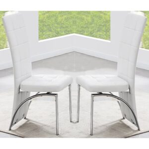 Ravenna White Faux Leather Dining Chairs In Pair