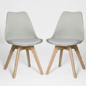 Regis Set Of 4 Dining Chairs In Grey With Wooden Legs