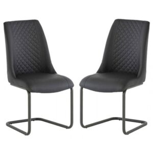 Revila Grey Faux Leather Dining Chair In A Pair